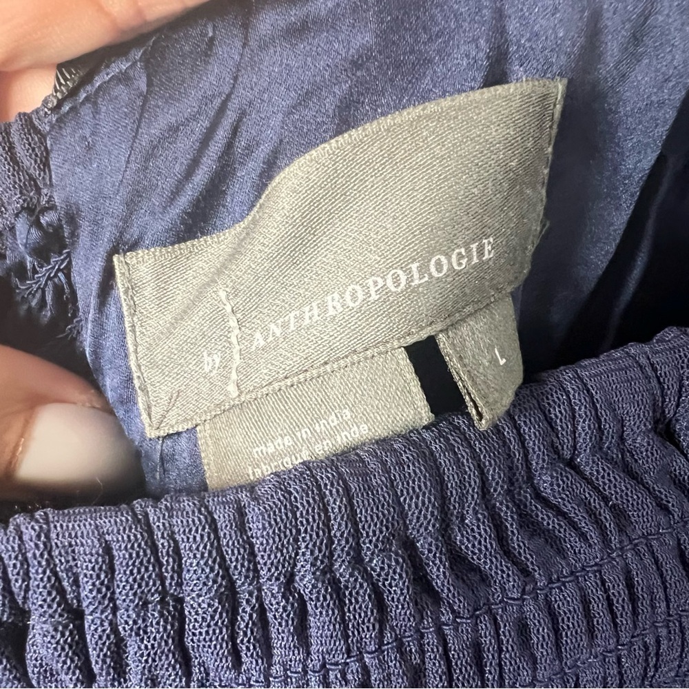 New with tags Anthropologie Navy and Black Ruched Ribbon Strap Sleeveless Top - Picture 6 of 6